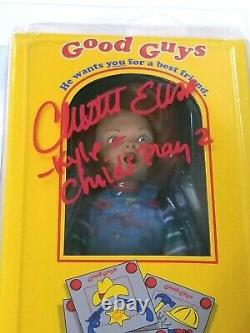 2004 Neca Child's Play 2 Chucky Christine Elise SIGNED Kyle Good Guy Doll NEW