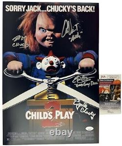 BRAD DOURIF ALEX VINCENT CAST X4 signed 12x18 Poster CHILD'S PLAY 2 Chucky JSA