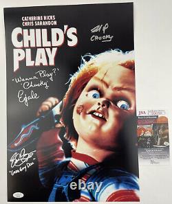 BRAD DOURIF ED GALE EDAN GROSS signed 12x18 Poster CHILD'S PLAY Chucky Cast JSA
