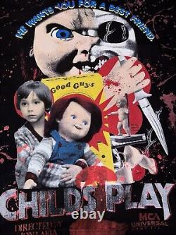 Backstock Co Childs Play 2 Chucky TShirt AOP Movie Blockbuster Promo Bootleg 2XL