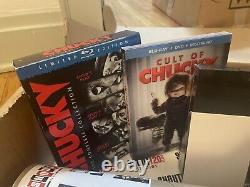 Box of Chucky child's play Neca scream Factory Slips, pins, posters, bluray & more