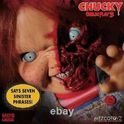 CHILD PLAY 3 SOUND FIGURES CHUCKY PIZZA FACE 38 cm MEZCO DISPOSO