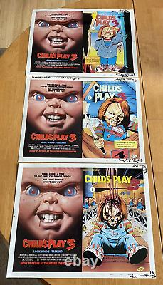 CHILD'S PLAY 3 #1,2,3 ART original cover proof set CHUCKY DOLL horror movie 1991