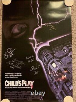 CHILD'S PLAY Signed by Chucky (Brad Dourif) and cast 27 x 40 poster