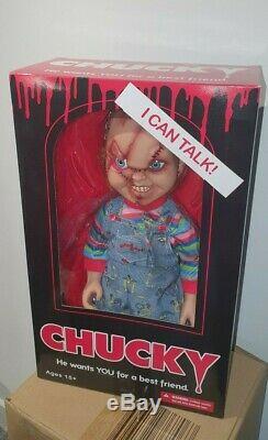 Child's Play 15 Inch Mega Scale Scarred Talking Chucky Doll Figure Mezco 78003