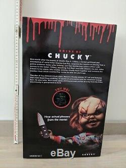 Child's Play 15 Inch Mega Scale Scarred Talking Chucky Doll Figure Mezco 78003