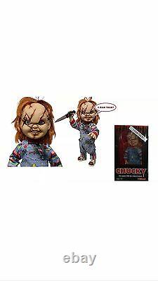 Child's Play 15 Scarred TALKING CHUCKY Mega figure with sound MEZCO DAMAGED BOX