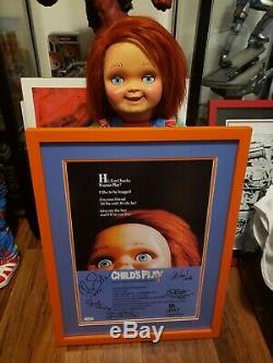 Child's Play Autographed Chucky Good Guy Doll 17X22.5 Framed Poster with JSA LOA