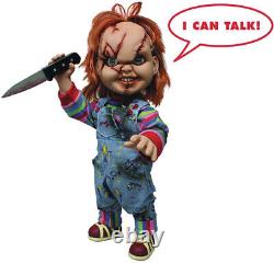 Child's Play Bride Of Chucky 15 Inch Mega Scale Talking Chucky Scar Face Blac