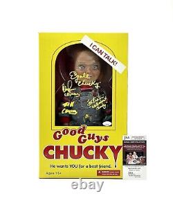 Child's Play Chucky Cast Crew Signed 15 Mezco Action Figure JSA COA Brad Dourif