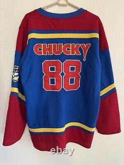 Child's Play Chucky Hockey Jersey BoxLunch Exclusive Large Blue Red #88 RARE