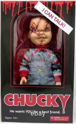 Child's's Play Bride Of Chucky 15 Inch Mega Scale Talking Chucky Scar Face