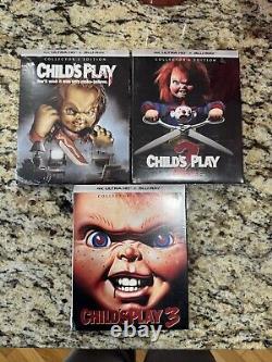 Childs Play 1 2 3 4K UHD Blu-ray Slipcover Scream Factory Shout New Chucky