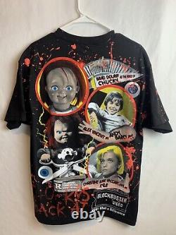 Childs Play Chucky Backstock All Over Print Shirt Sz L AOP Horror Double-Sided