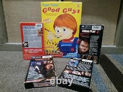 Childs Play/Chucky VHS Lot. 1,2,3 And Bride. Good Guys Cereal Prop Box. Horror