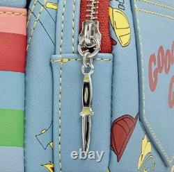 Childs Play Good Guys Chucky Outfit Faux Leather Mini Backpack Bag Loungefly