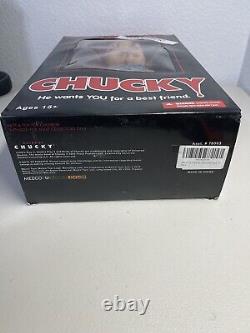 Childs Play Mega Scale 15 Chucky Mezco Scarred Face Talking Doll Works