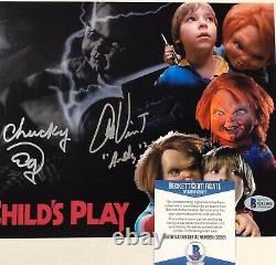 Ed Gale Chucky & Alex Vincent Andy signed Child's Play 8x10 photo BAS COA