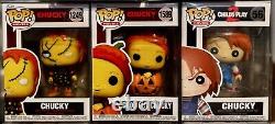 Funko Pop HORROR CHILD'S PLAY Lot 8, 3 CHUCKY EXCLUSIVES/VAULTED CUSTOM withCASES