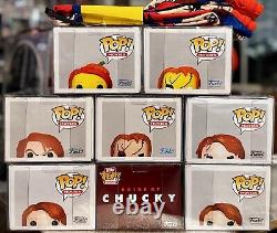 Funko Pop HORROR CHILD'S PLAY Lot 8, 3 CHUCKY EXCLUSIVES/VAULTED CUSTOM withCASES