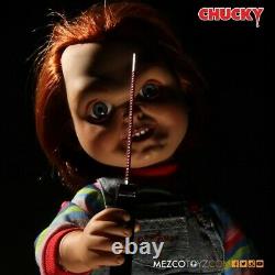 Mezco Child's Play Sneering Chucky 15 Inch Talking Doll Dented Box New In Stock