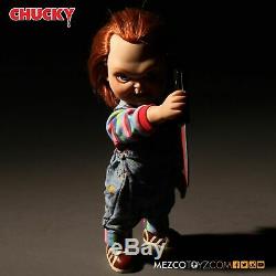 Mezco Child's Play Sneering Chucky 15 Inch Talking Doll New and In Stock