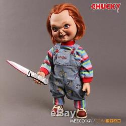 Mezco Child's Play Sneering Chucky 15 Inch Talking Doll New and In Stock