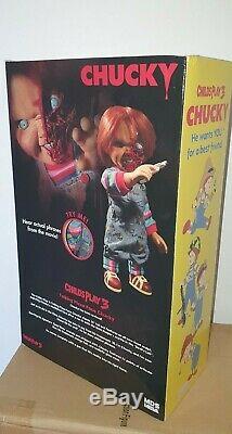 TALKING CHUCKY DOLL CHILD'S PLAY 3 PIZZA FACE 15 MEGA FIGURE withSOUND MEZCO 38cm
