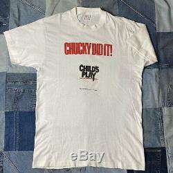 Vintage 1989 Chucky Did It! Childs Play Movie Promo T Shirt Sz XL