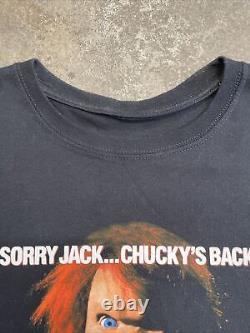 Vintage 2000s Child's Play 2 T-Shirt Chucky Men Size L Black Crewneck Movie Film