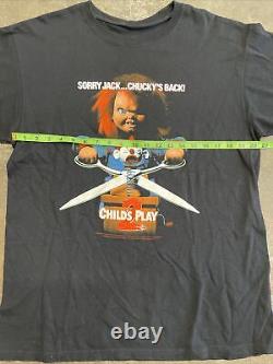 Vintage 2000s Child's Play 2 T-Shirt Chucky Men Size L Black Crewneck Movie Film