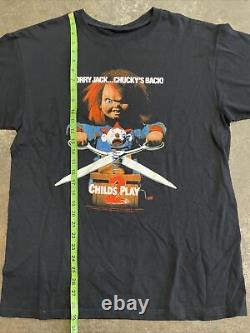 Vintage 2000s Child's Play 2 T-Shirt Chucky Men Size L Black Crewneck Movie Film